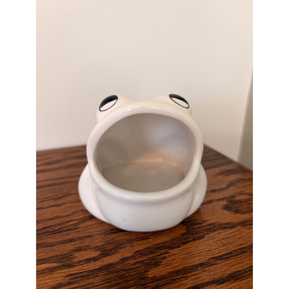 Vintage White Ceramic Frog Sponge Holder